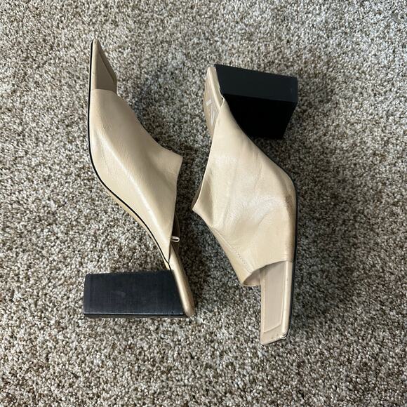 ZARA Women's Leather Block Heel Mules Size 41/U - Picture 3 of 10
